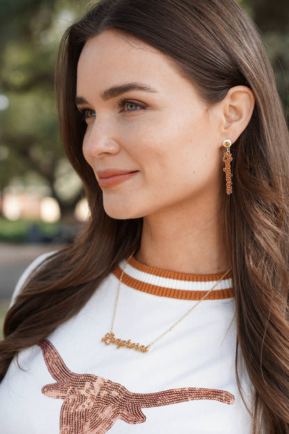 Texas Longhorns Pave Autograph Enamel Necklace