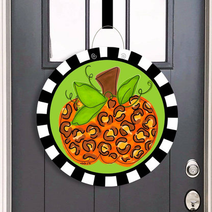 Cheetah Pumpkin Door Hanger
