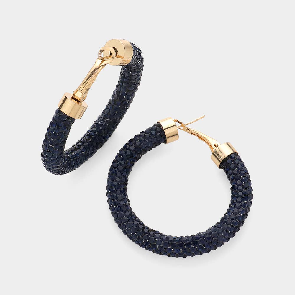 Rhinestone Pave Hoop Earrings
: Blmt