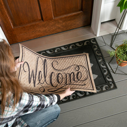 Evergreen Cutout Scroll Embossed Floor Mat Tray- only