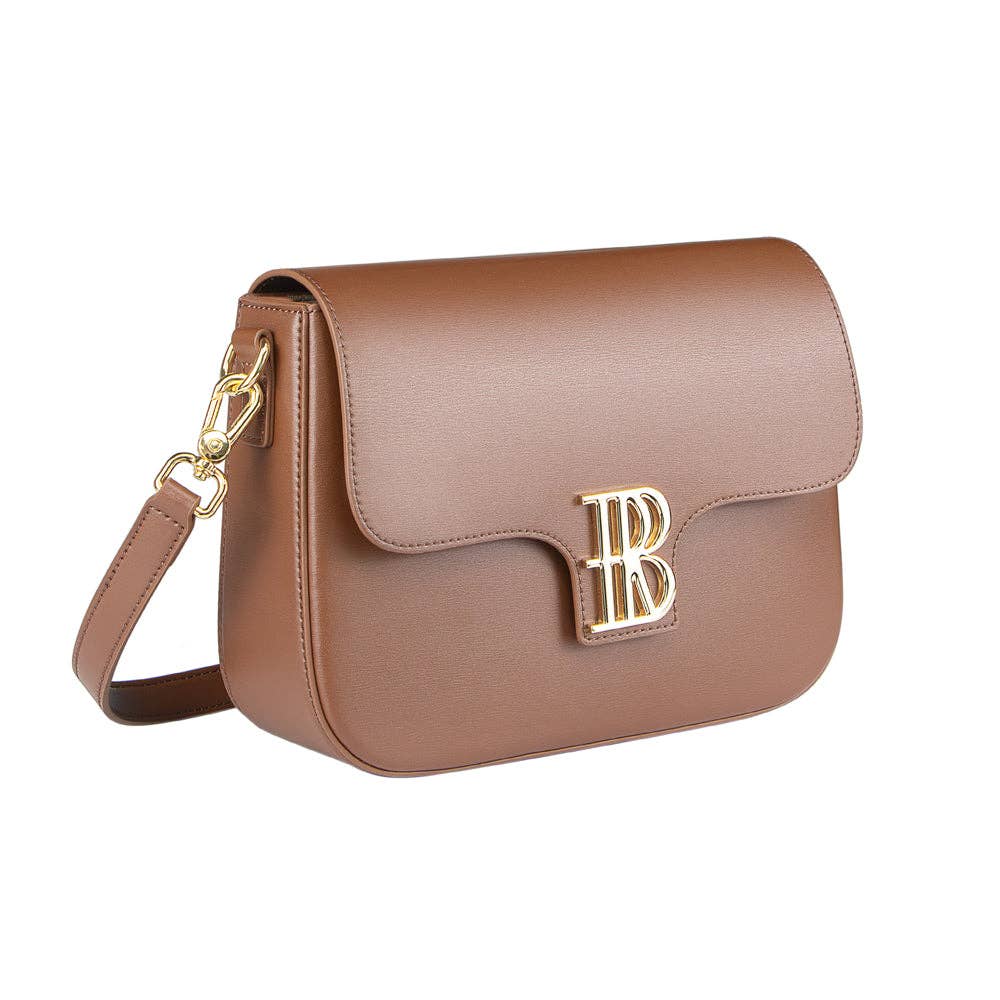Real Leather Crossbody Box Bag: Brown
