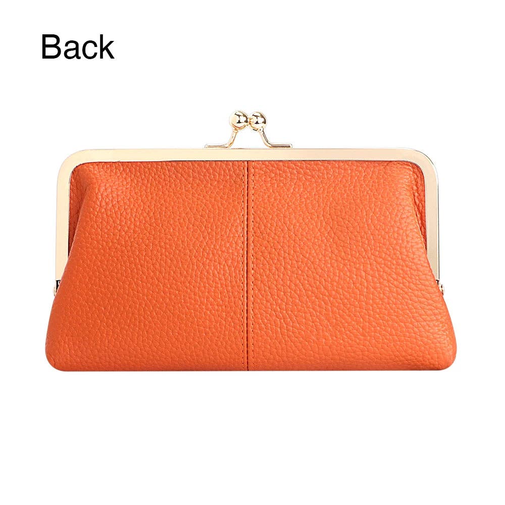 1468 Leather RFID Kiss-Lock Wallet: Coffee