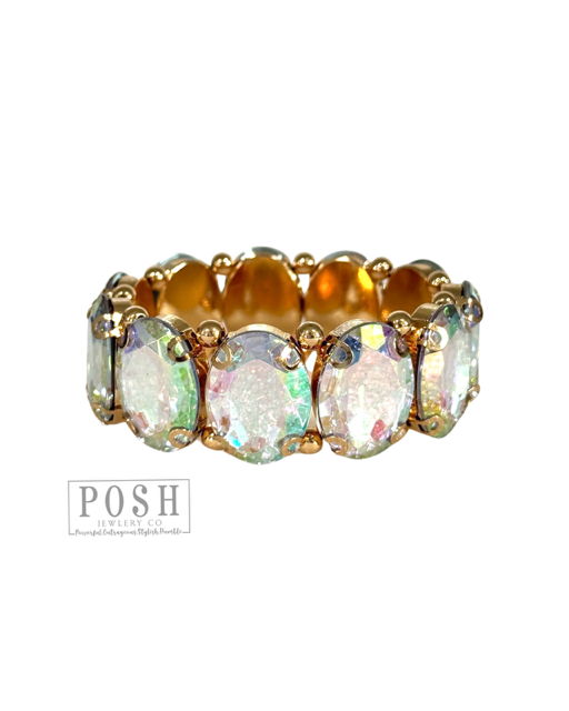Oval rhinestone bracelet: Clear