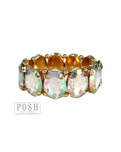 Oval rhinestone bracelet: Clear
