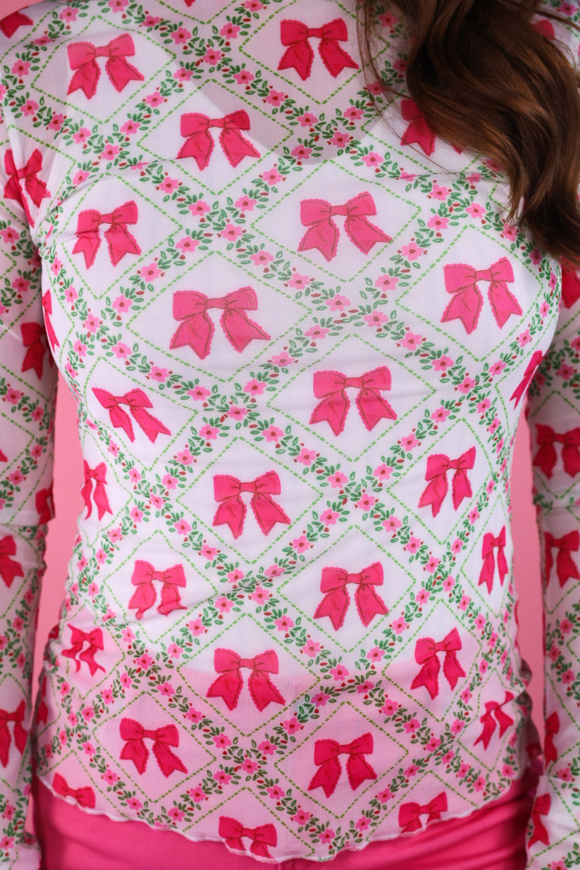 Keigan Mesh Top- Pretty Lattice Bow by Jess Lea