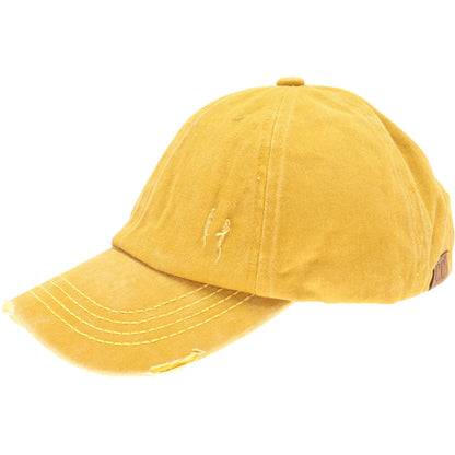 Washed Denim Criss-Cross High Ponytail CC Ball Cap BT799C: Baby Leopard