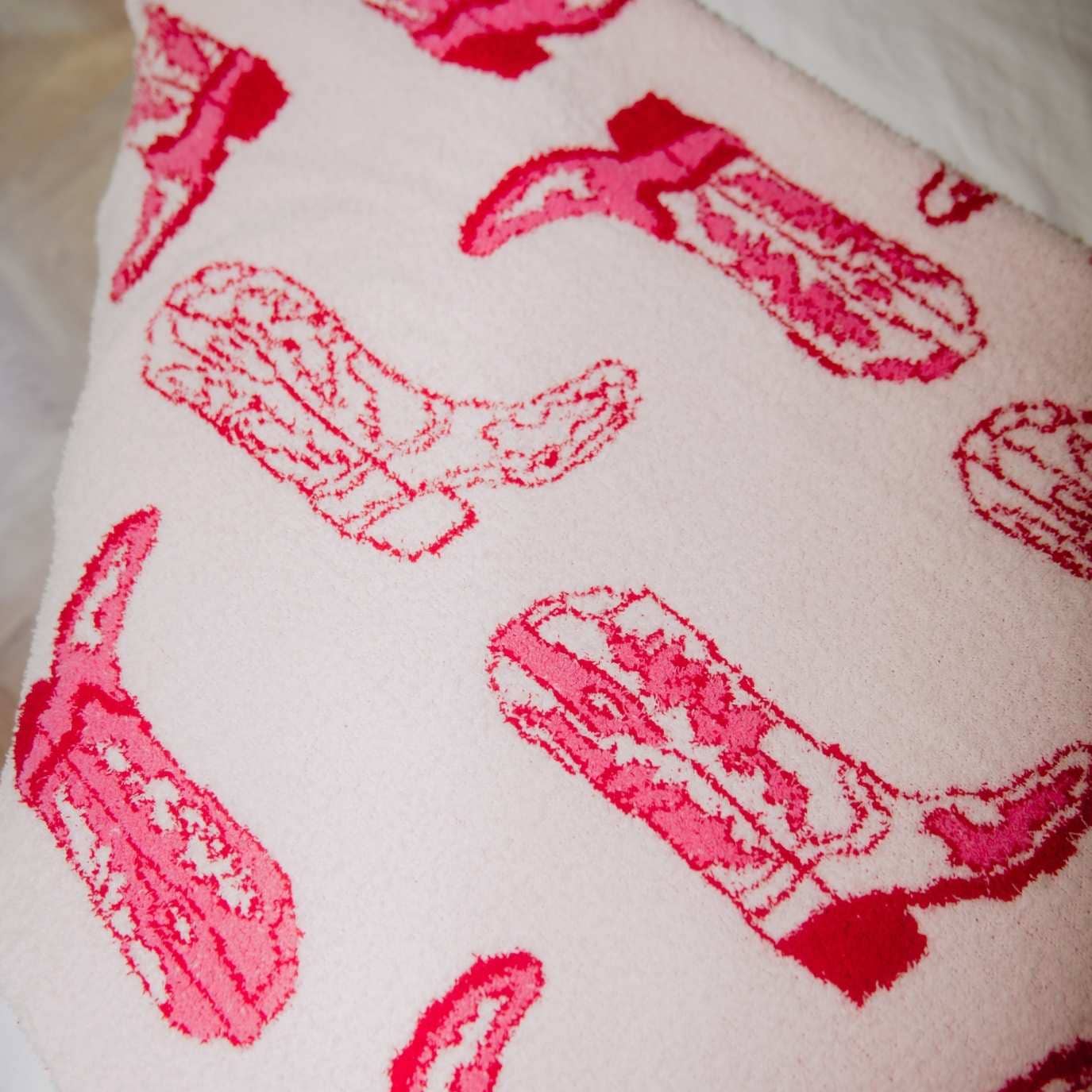 Light Pink Western Boots Throw Blanket: Light Pink