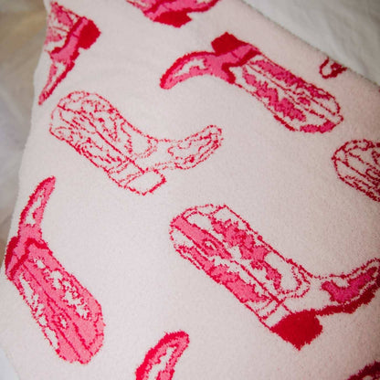 Light Pink Western Boots Throw Blanket: Light Pink