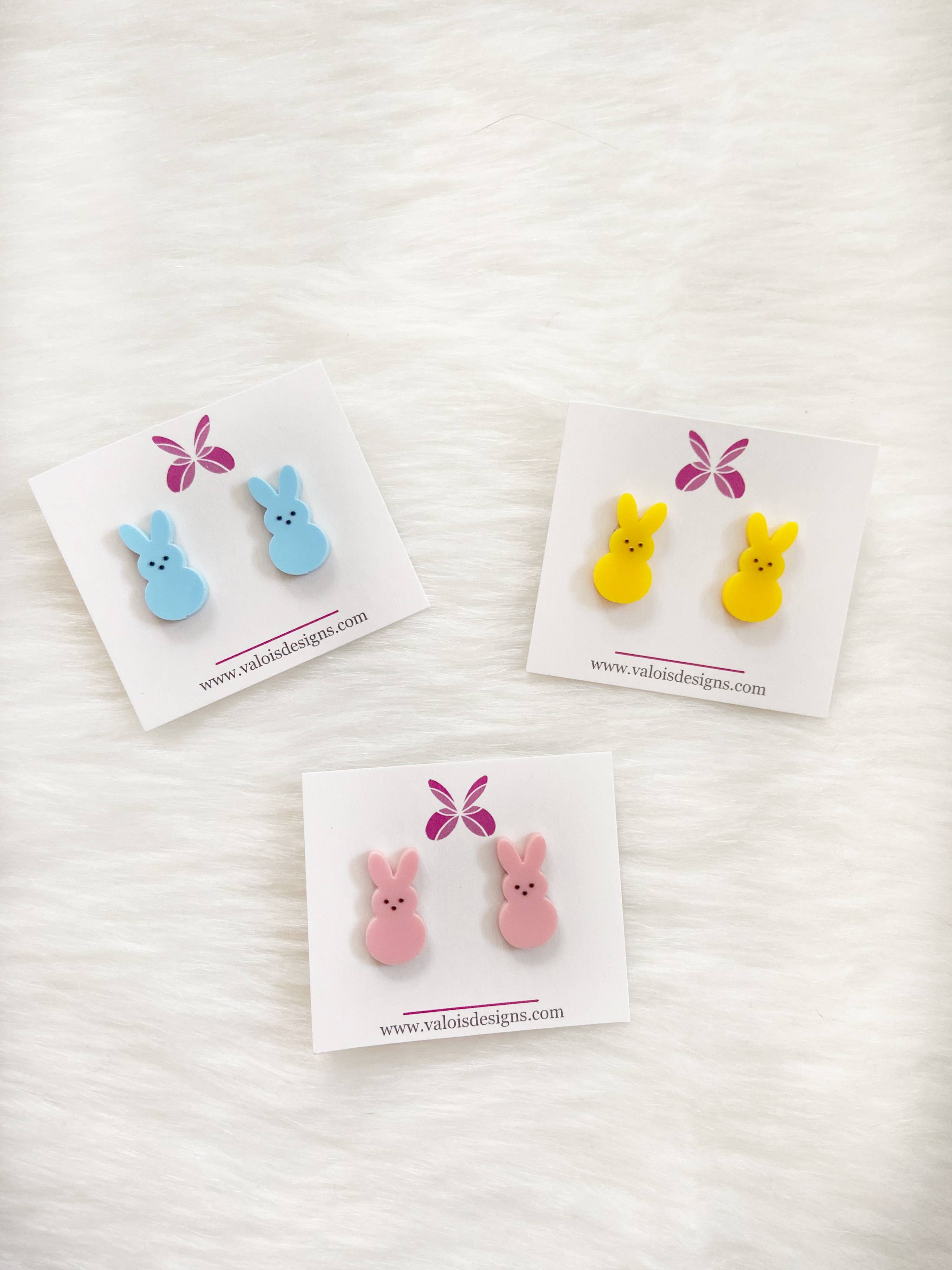 Easter Bunny Peep Stud Earrings: Yellow