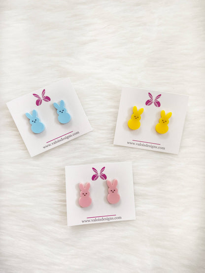 Easter Bunny Peep Stud Earrings: Pink