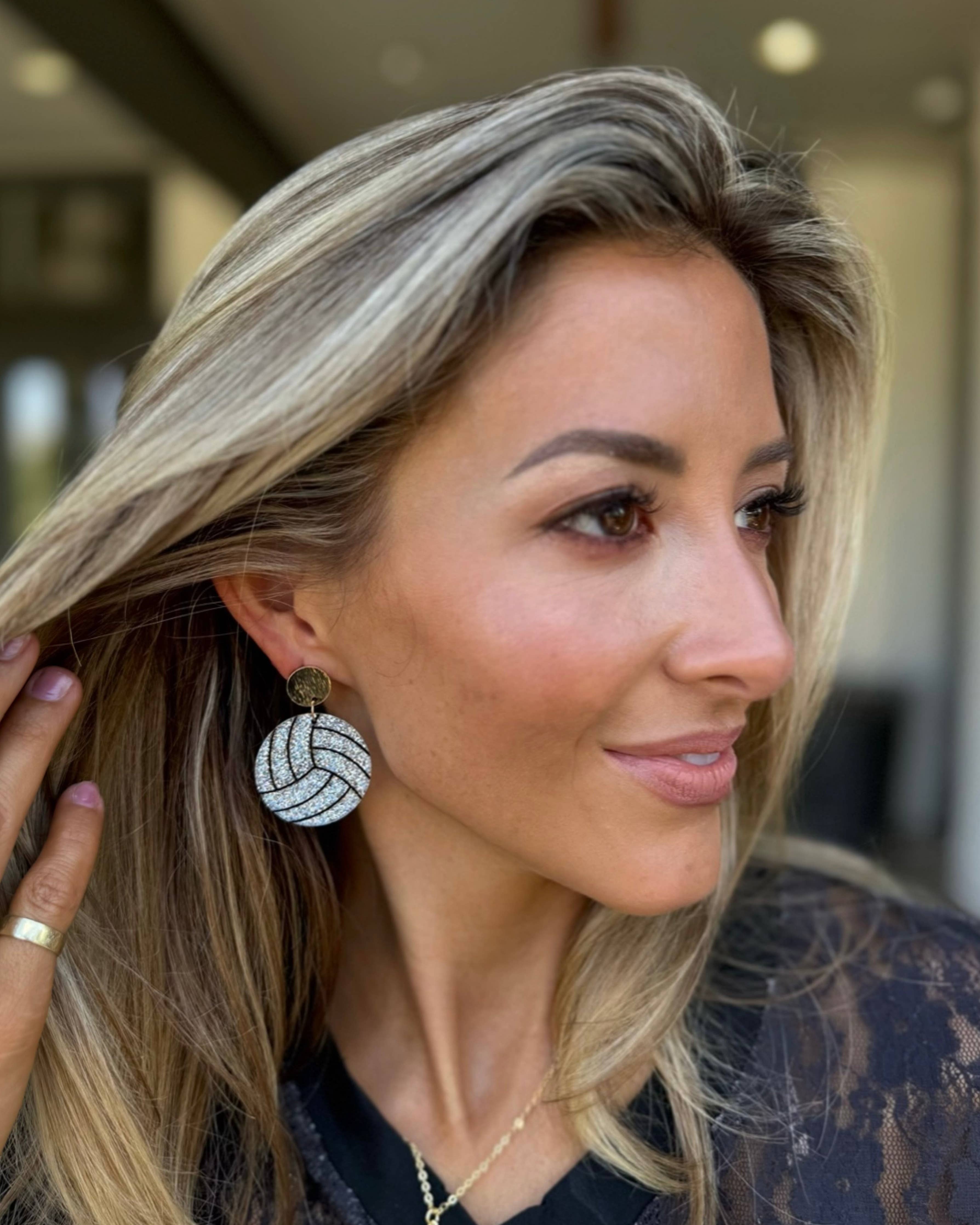 Glitter Volleyball Earrings