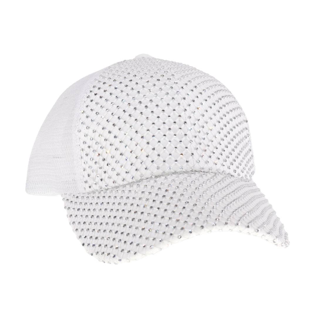 Rhinestone Adorned C.C Ball Cap BAB8040: Clear