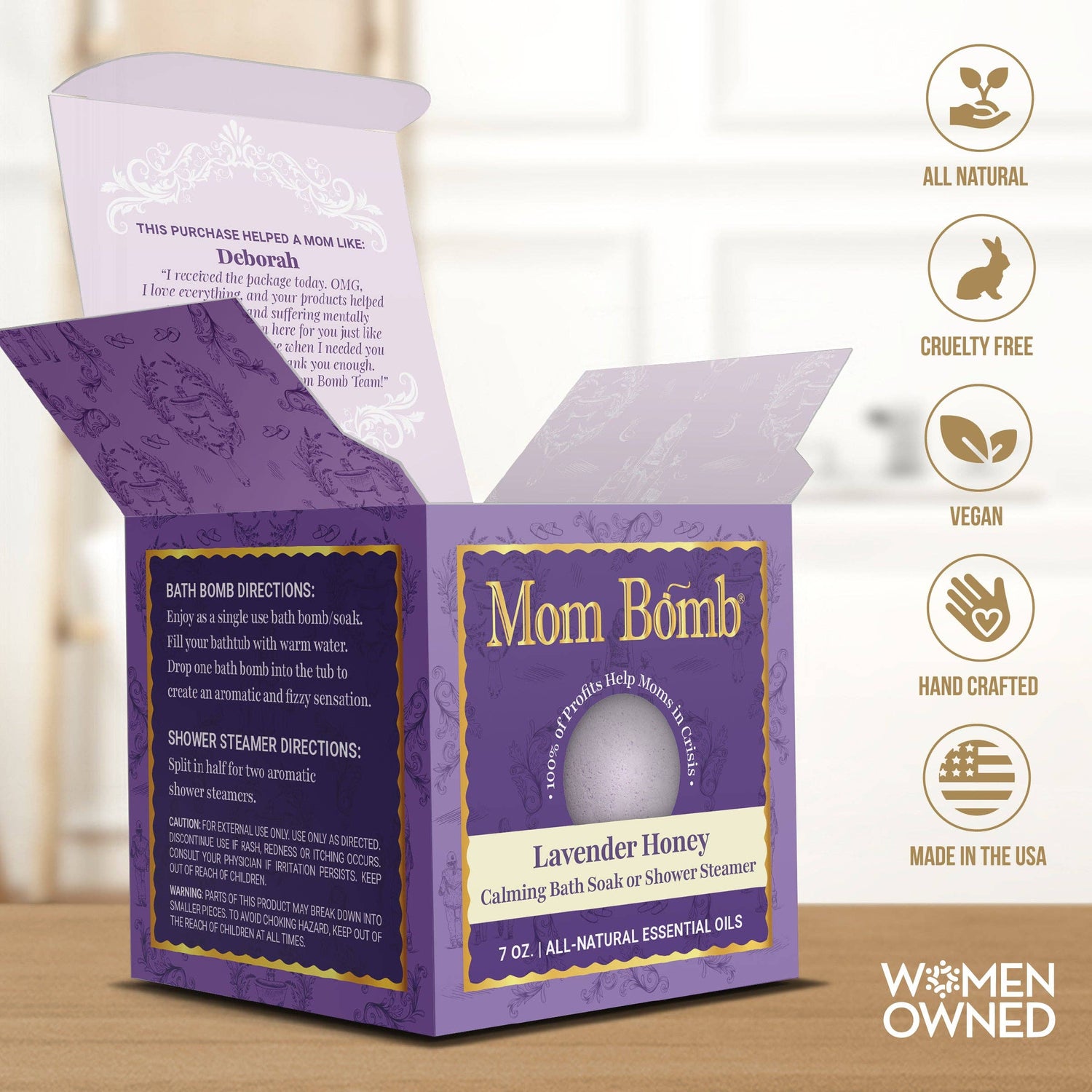 Lavender Honey Bath Bomb/Shower Steamer – Serene Escape (7 oz)