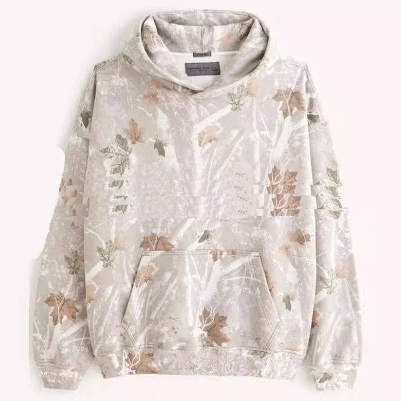 Maple Leaf Print Camouflage Essential Hoodie: NO06 / XL