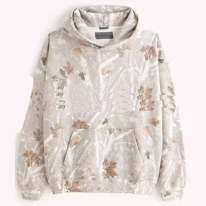 Maple Leaf Print Camouflage Essential Hoodie: NO06 / XL