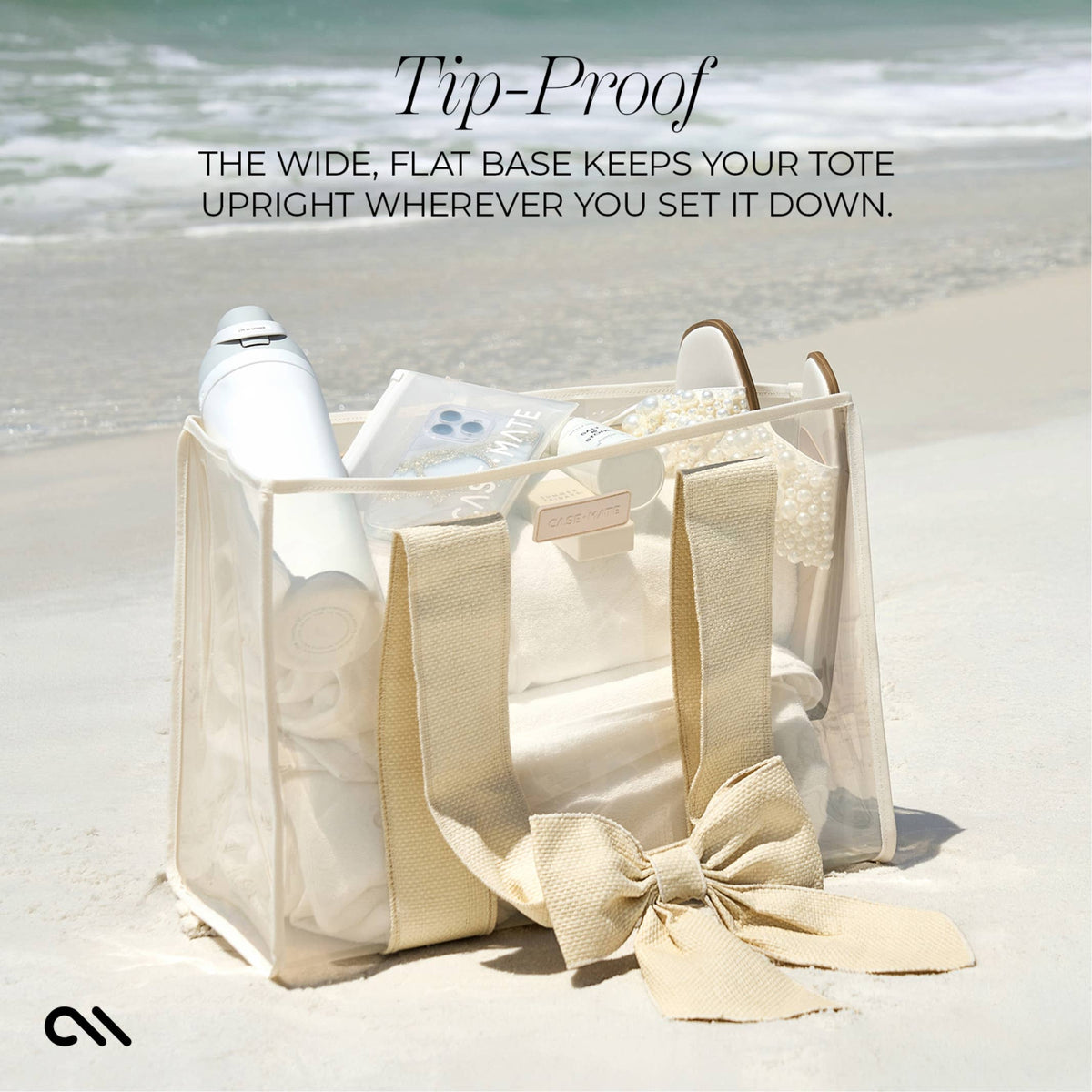Case-Mate Ecru Raffia Bow Jelly Tote Bag