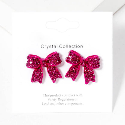 Crystal Rhinestone Pave Bow Stud Earrings
: Topaz