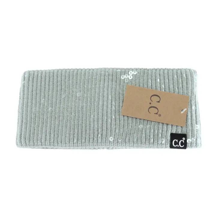 Allover Clear Sequin Head Wrap HWC0044: Lt. Grey