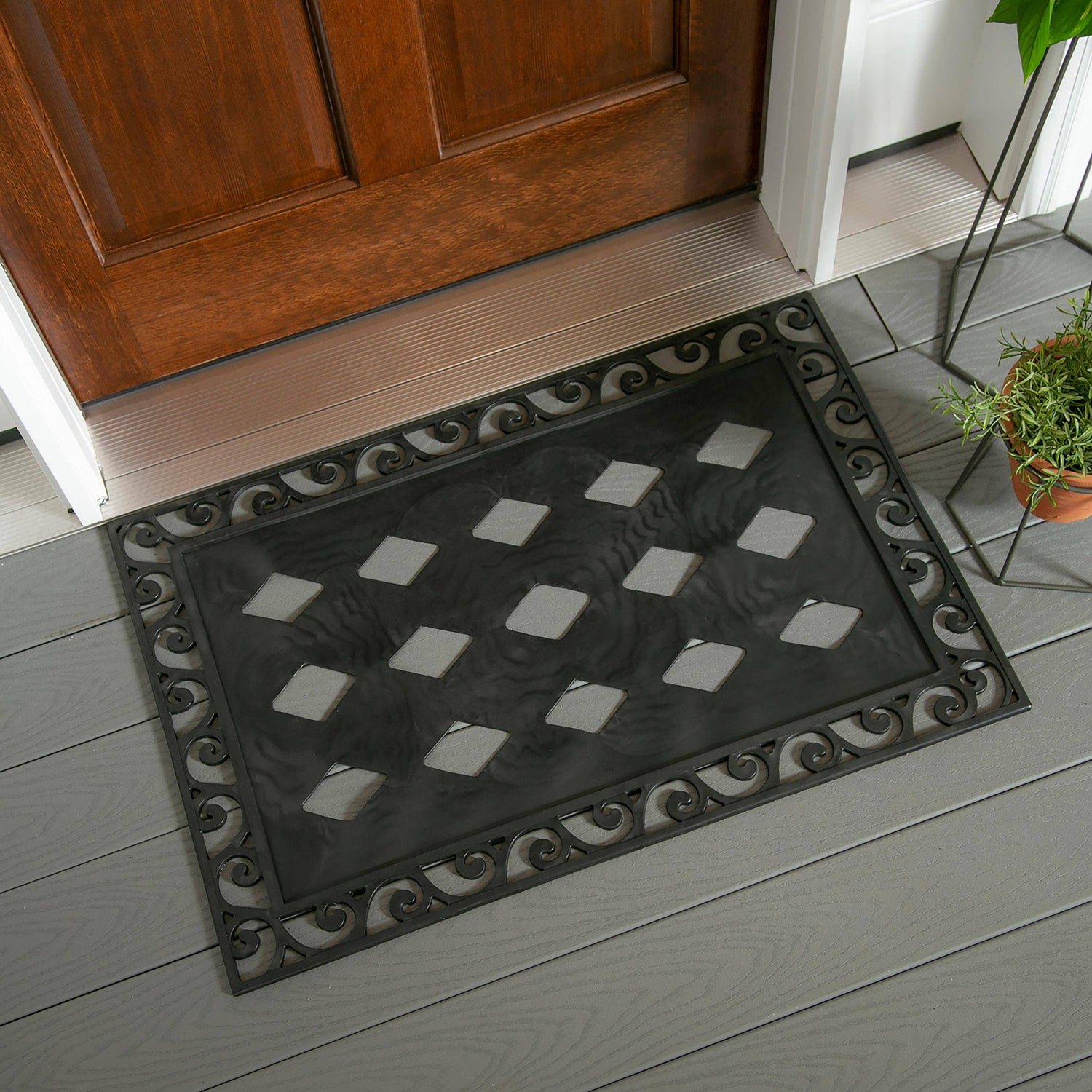 Evergreen Cutout Scroll Embossed Floor Mat Tray- only