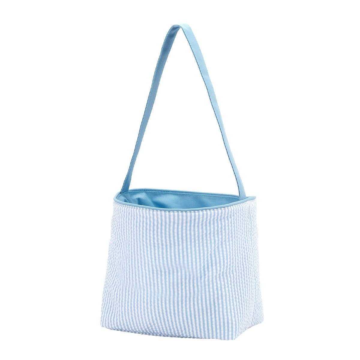 Blue Seersucker Easter Bucket