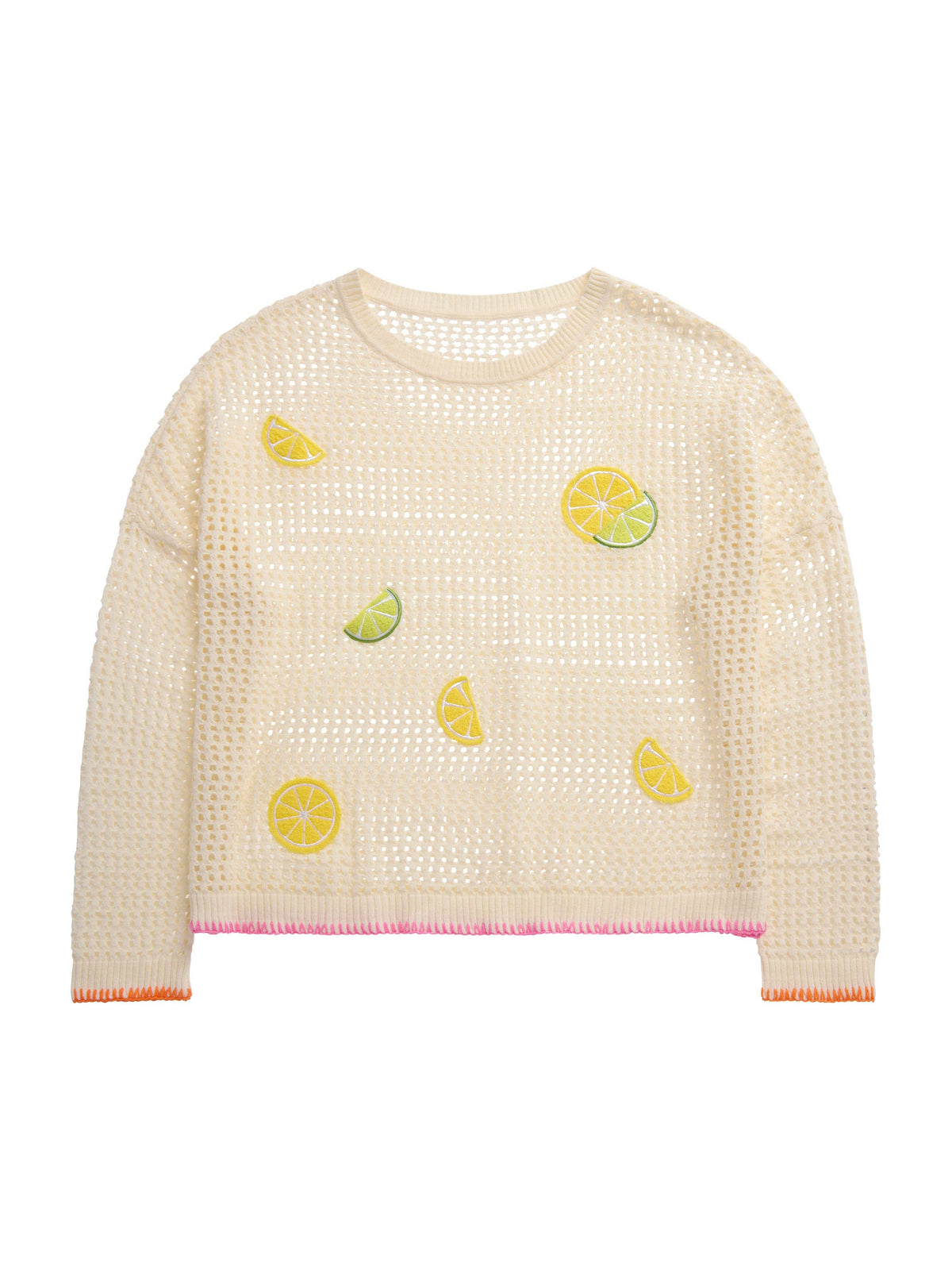SHIRALEAH CITRUS MESH SWEATER: SIZE LARGE