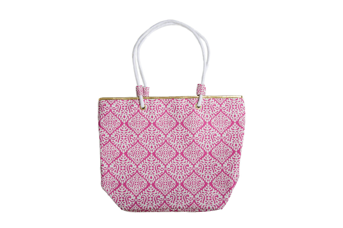 Catalina Tote Bag : Pink Damask