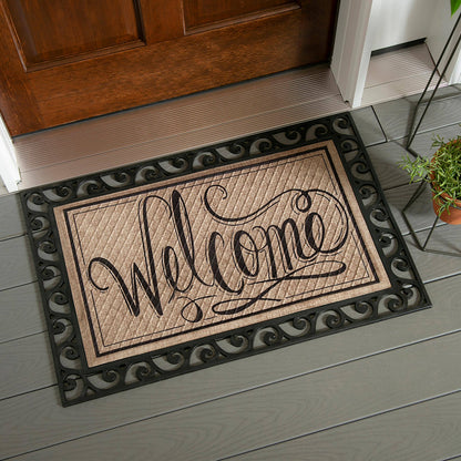 Evergreen Cutout Scroll Embossed Floor Mat Tray- only
