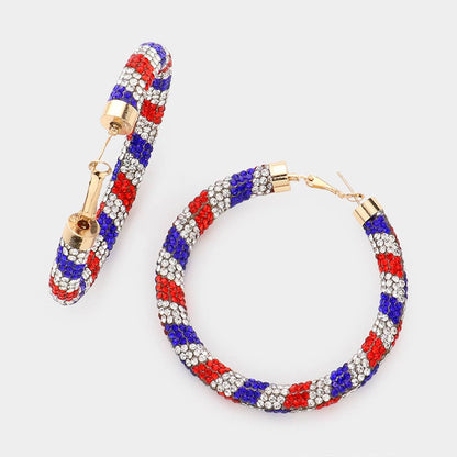 Rhinestone Pave Hoop Earrings
: CL