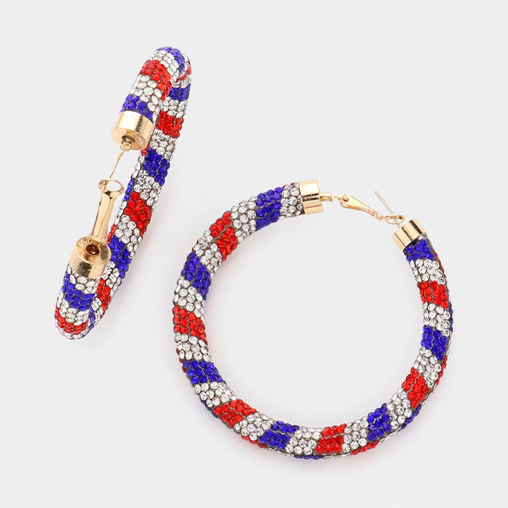 Rhinestone Pave Hoop Earrings
: NV