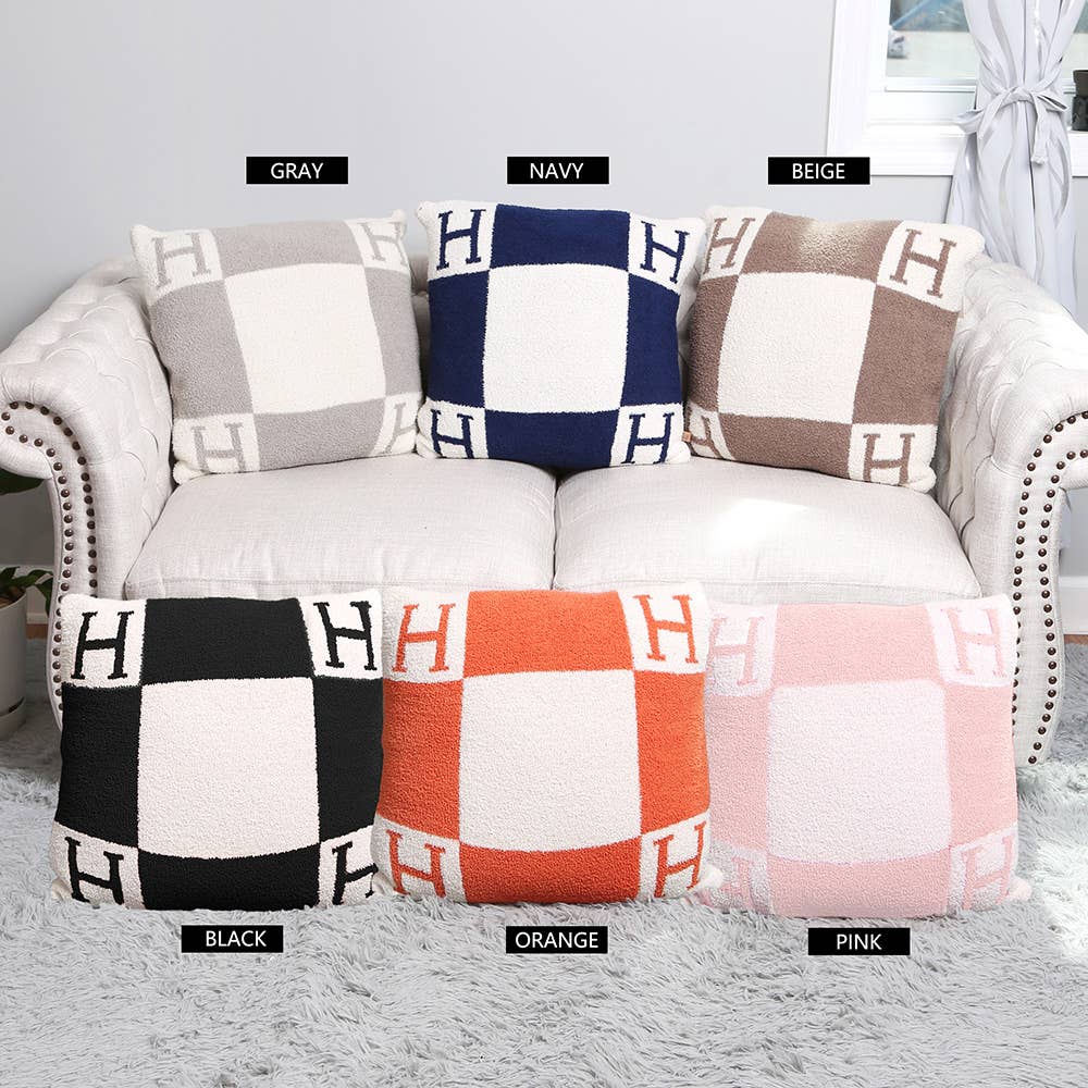 H Patterned Cushion Cover / Pillow Case
: Blue