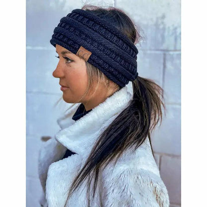 Solid Ribbed Ponytail Headband: Neon Yellow
