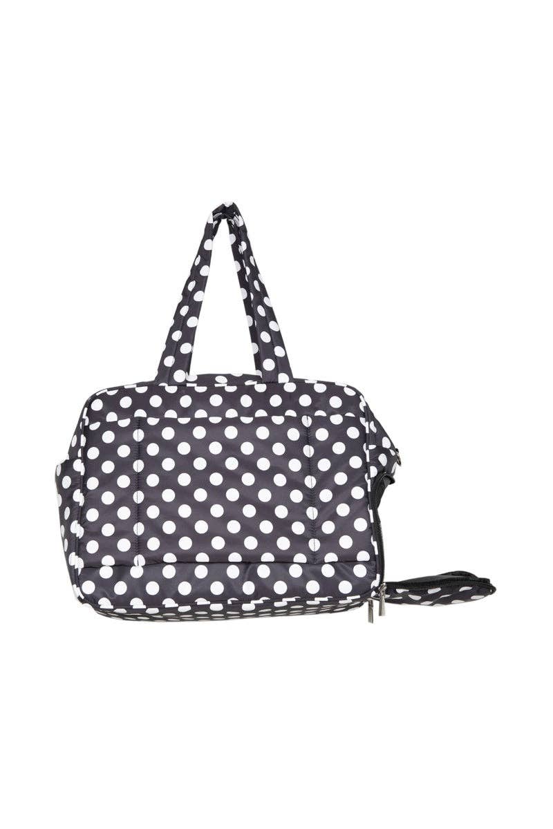 Black &amp; White Polka Dot Weekend Travel Bag: Black