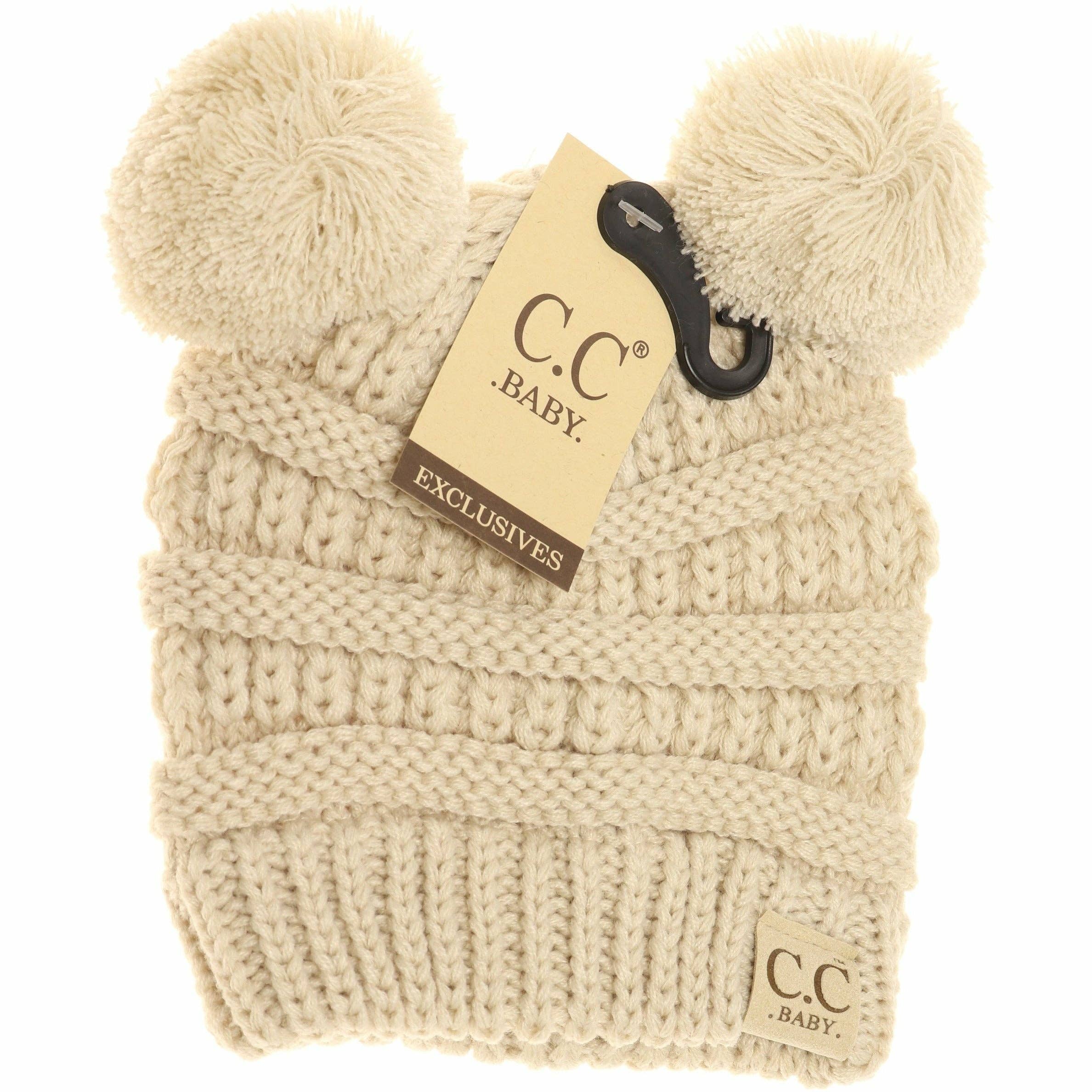 BABY Solid Double Pom CC Beanie BABY23POMPOM: Pale Blue