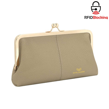 1468 Leather RFID Kiss-Lock Wallet: Coffee
