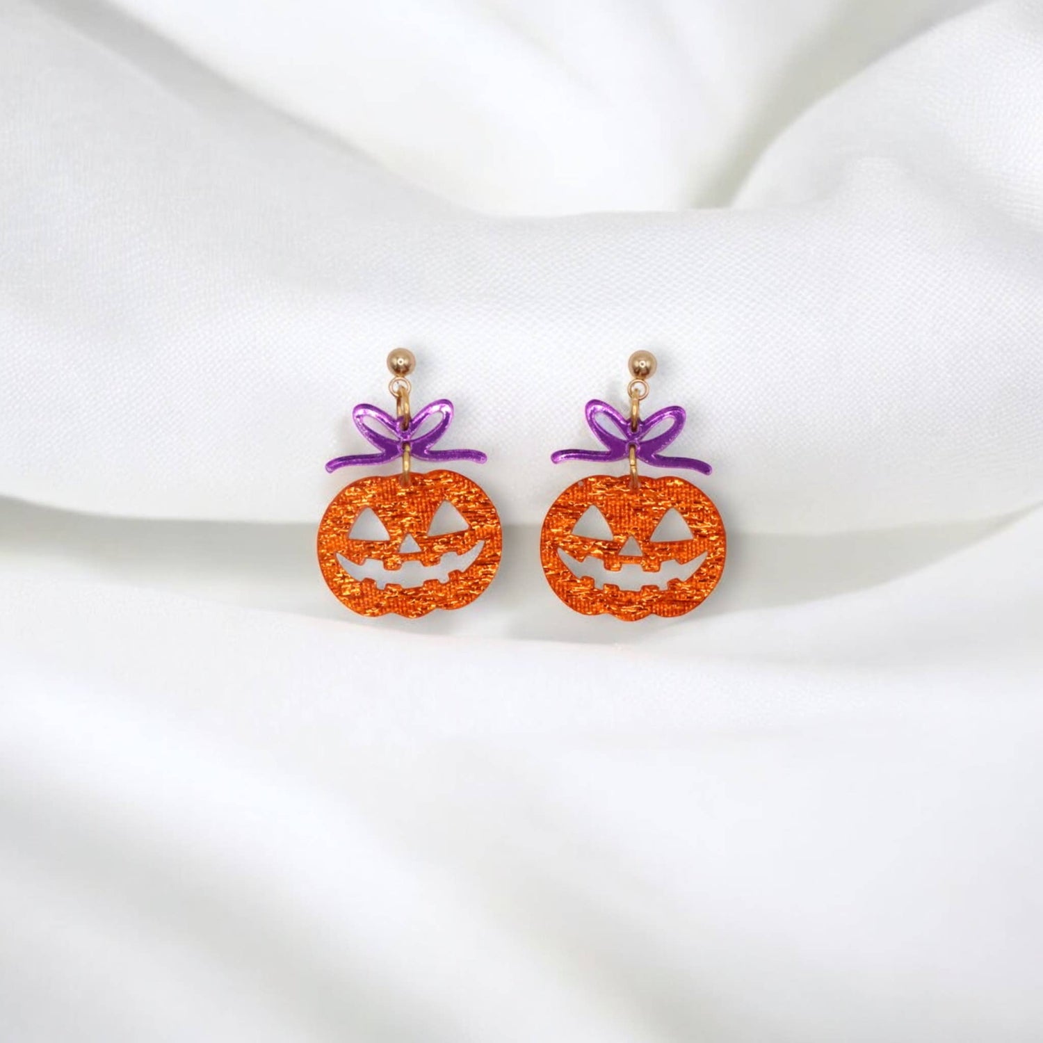 Halloween Pumpkin Acrylic Earrings - Jack-o-lantern Earrings