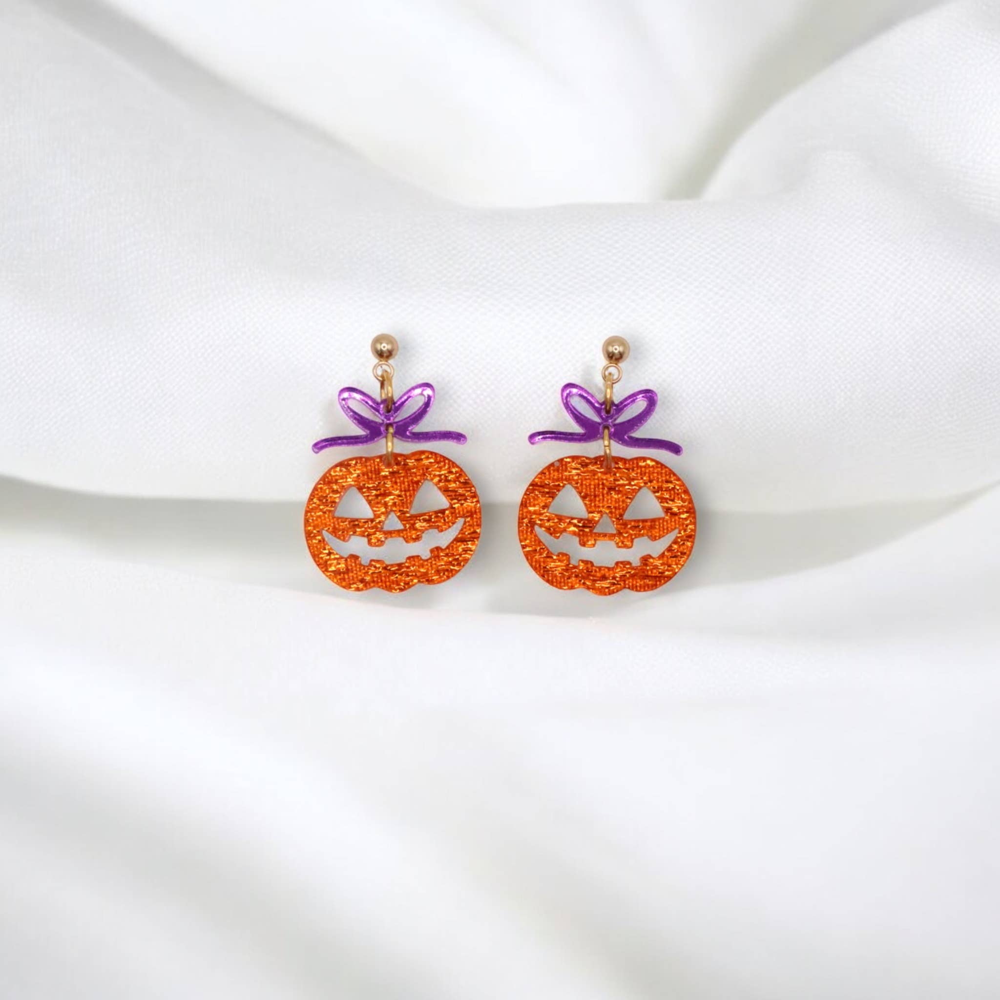 Halloween Pumpkin Acrylic Earrings - Jack-o-lantern Earrings