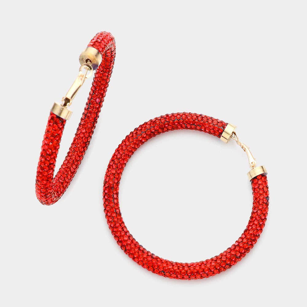 Rhinestone Pave Hoop Earrings
: NV