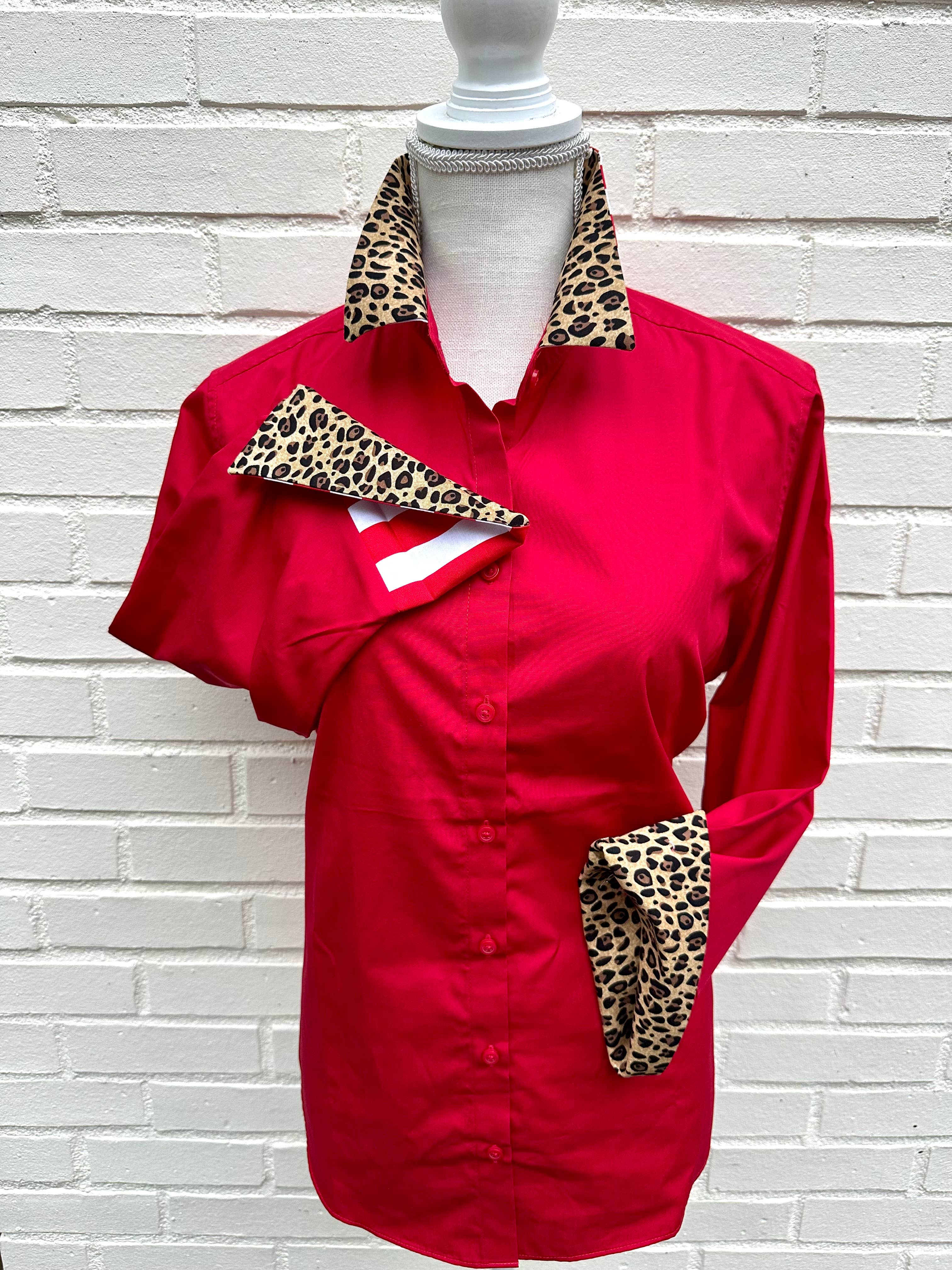 Elizabeth 3/4 Sleeve - Red w Cheetah &amp; Stripe: Red w Cheetah &amp; Stripe