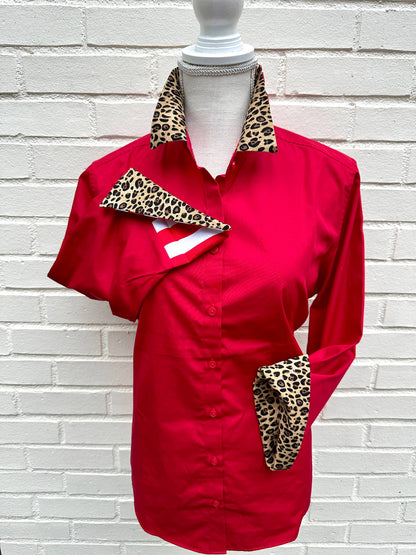 Elizabeth 3/4 Sleeve - Red w Cheetah &amp; Stripe: Red w Cheetah &amp; Stripe