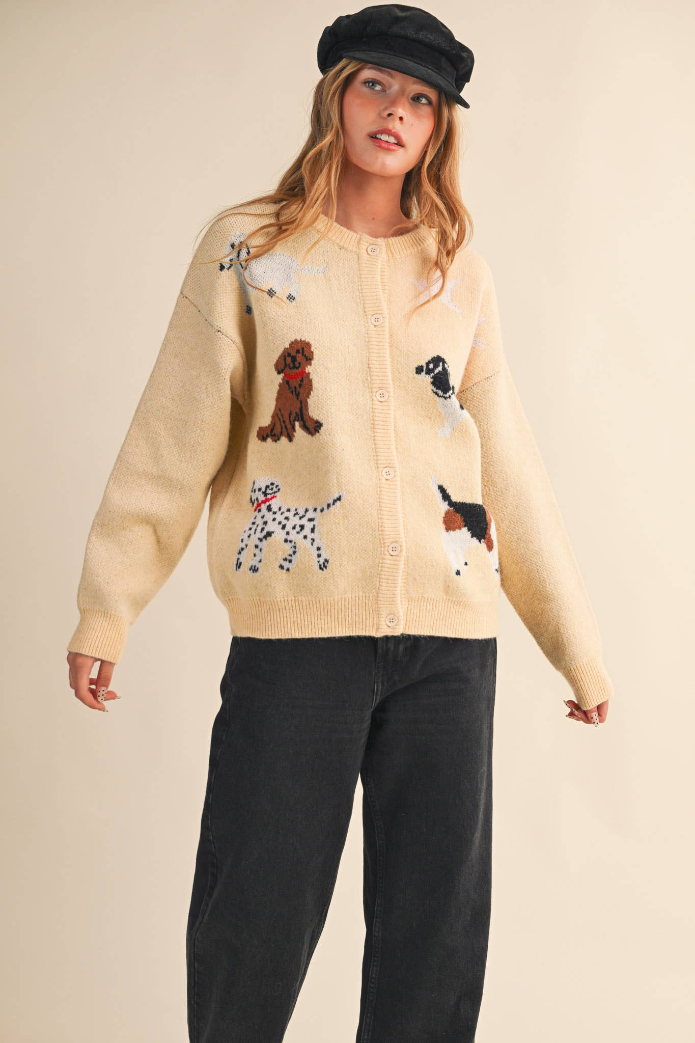 DOG KNIT SWEATER CARDIGAN: Red