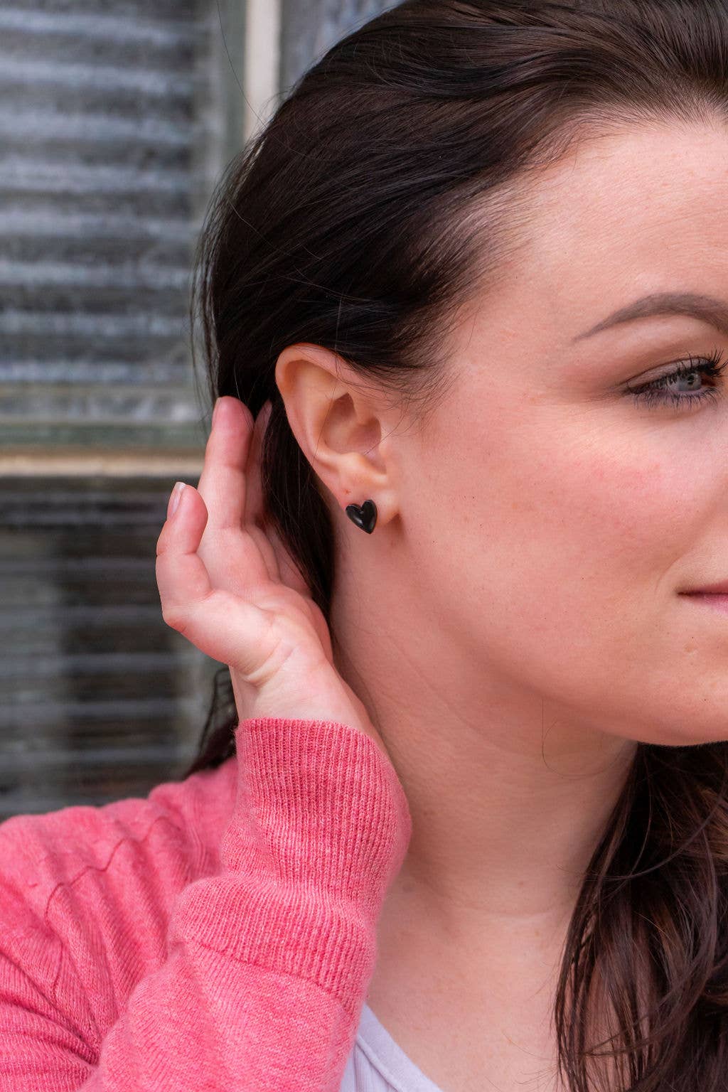 Hand Drawn Heart Studs - Black // Jewelry, Earrings, Gifts, Valentine