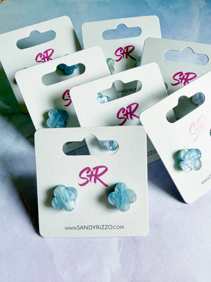 Petite Blue Unicorn Quatrefoil Stud