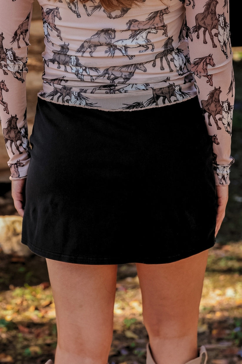 Refined Denim Stretch Skort- Black Wash by Jess Lea