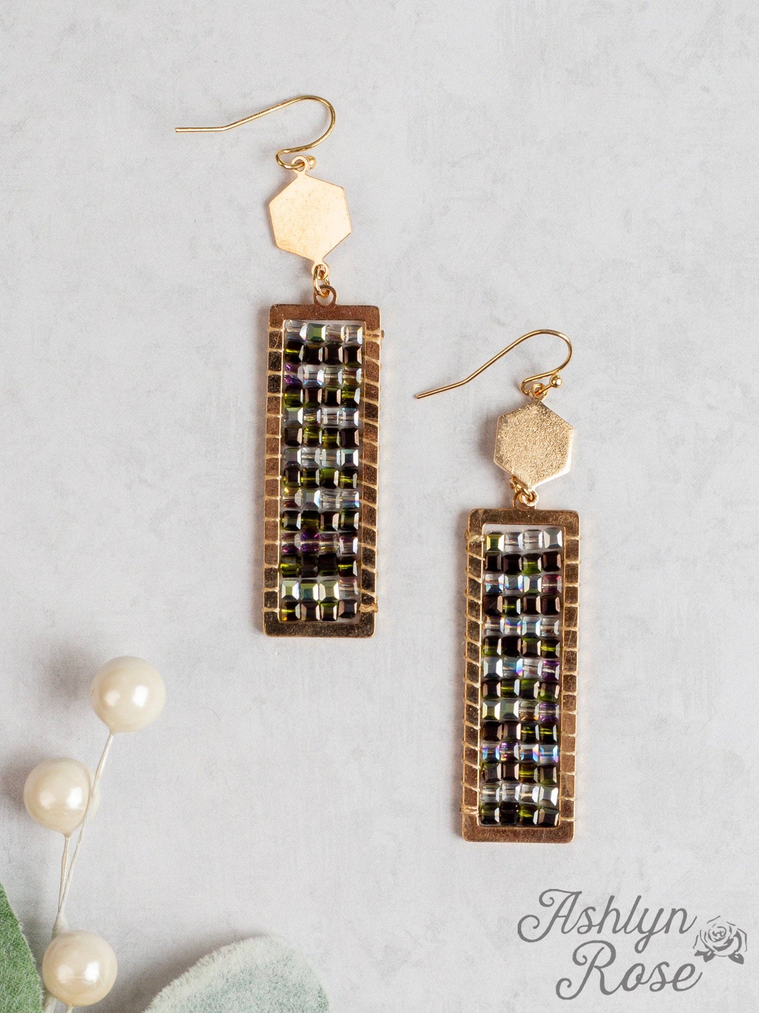 Layers of Sparkle Rectangle Sparkle Earrings, Hematite: Hematite / One Size