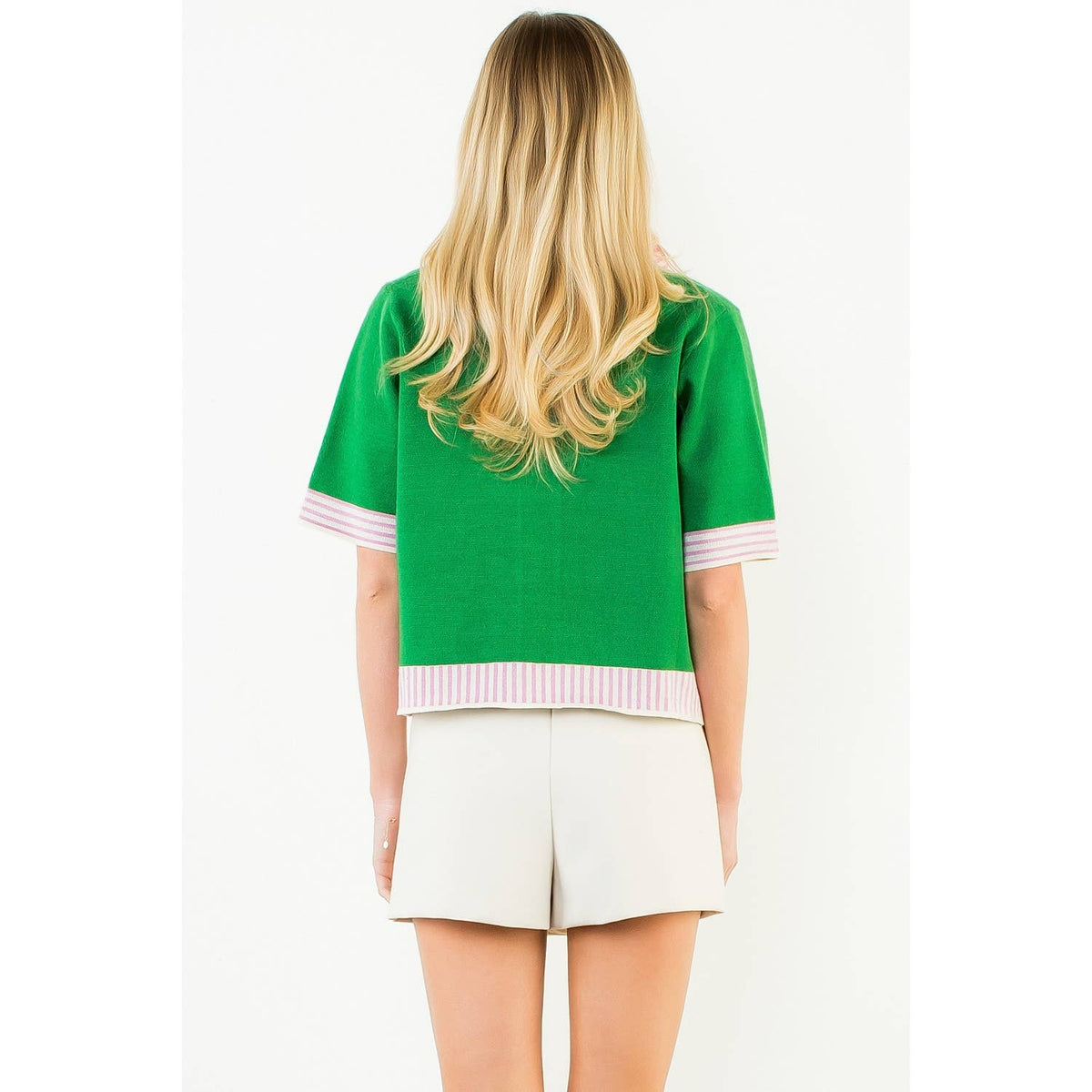 THML Button Up Collared Tiger Print Cardigan: GREEN