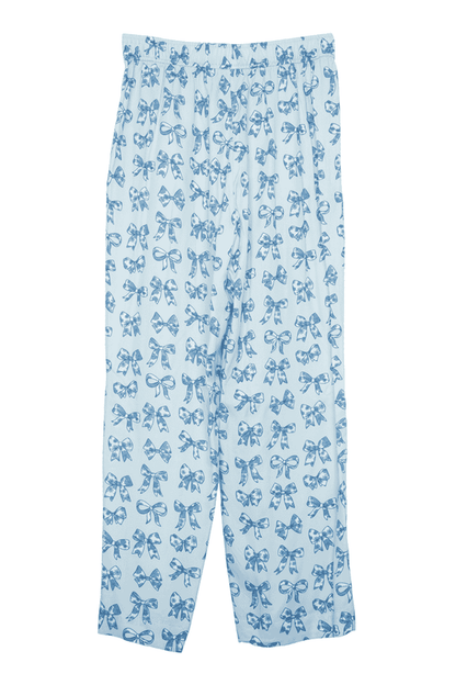 Light Blue Toile Coquette Bows Boxer Pants: Light Blue Bow / S