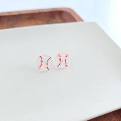 Glitter Baseball Studs // Game Day Earrings