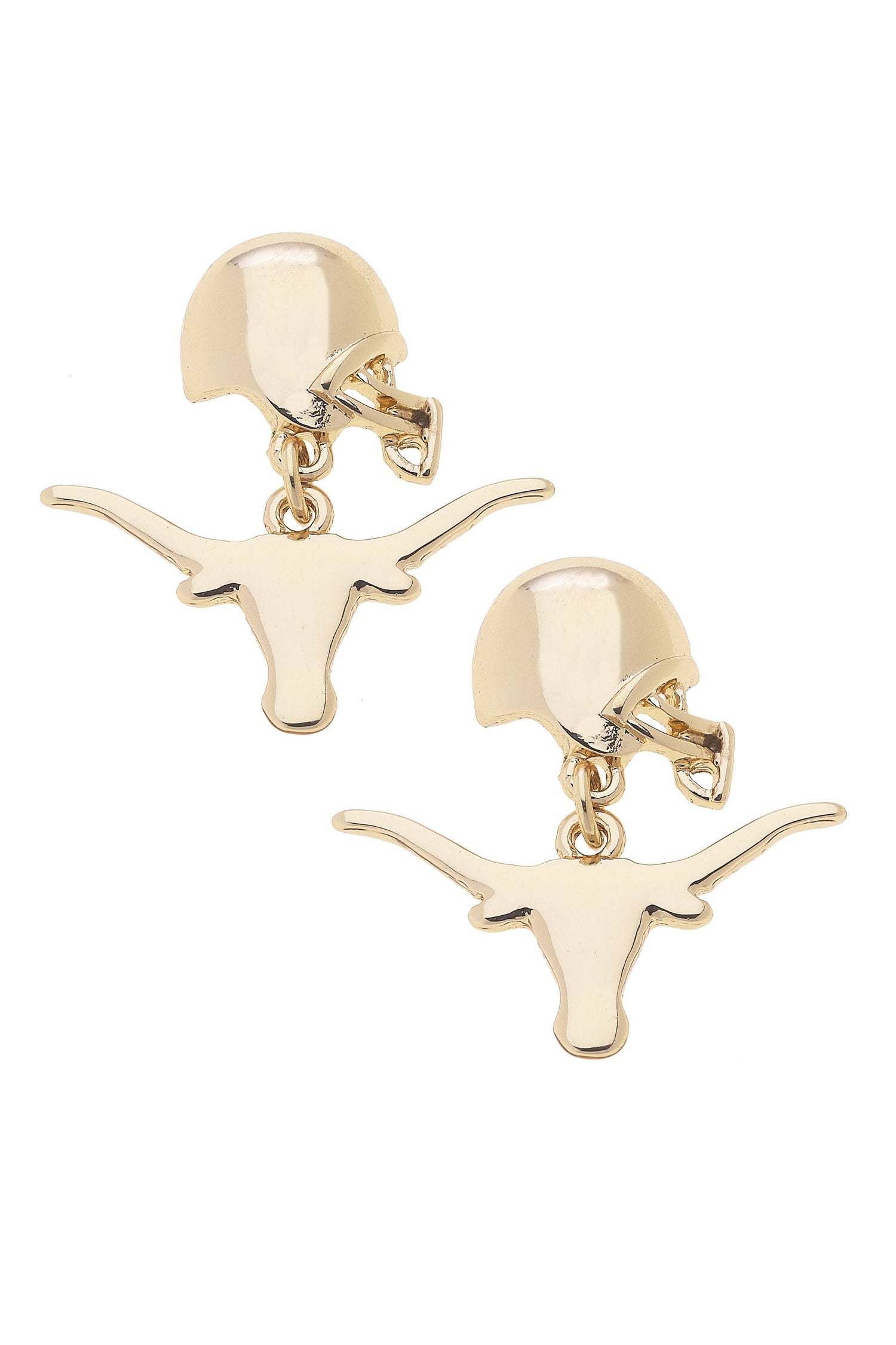 Texas Longhorns Logo Helmet Earrings in Shiny Gold NCAA Licensed