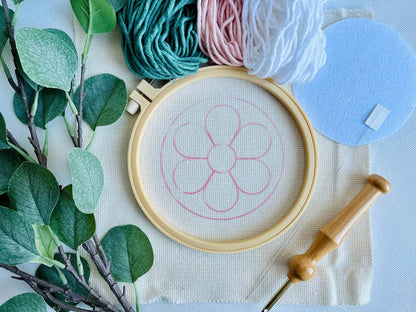 White Beginner Punch Needle Mug Rug Kit