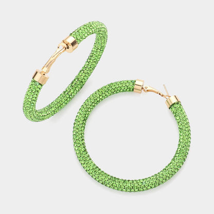Rhinestone Pave Hoop Earrings
: CL